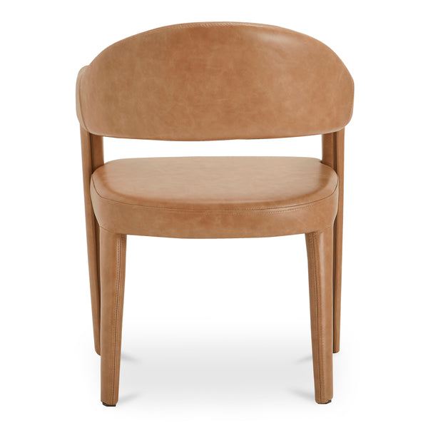 Martens Brown Leather Dining Chair with Armrests