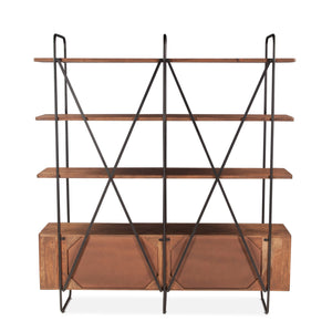 Verbania 75" Acacia Wood Bookshelf, Pecan Brown