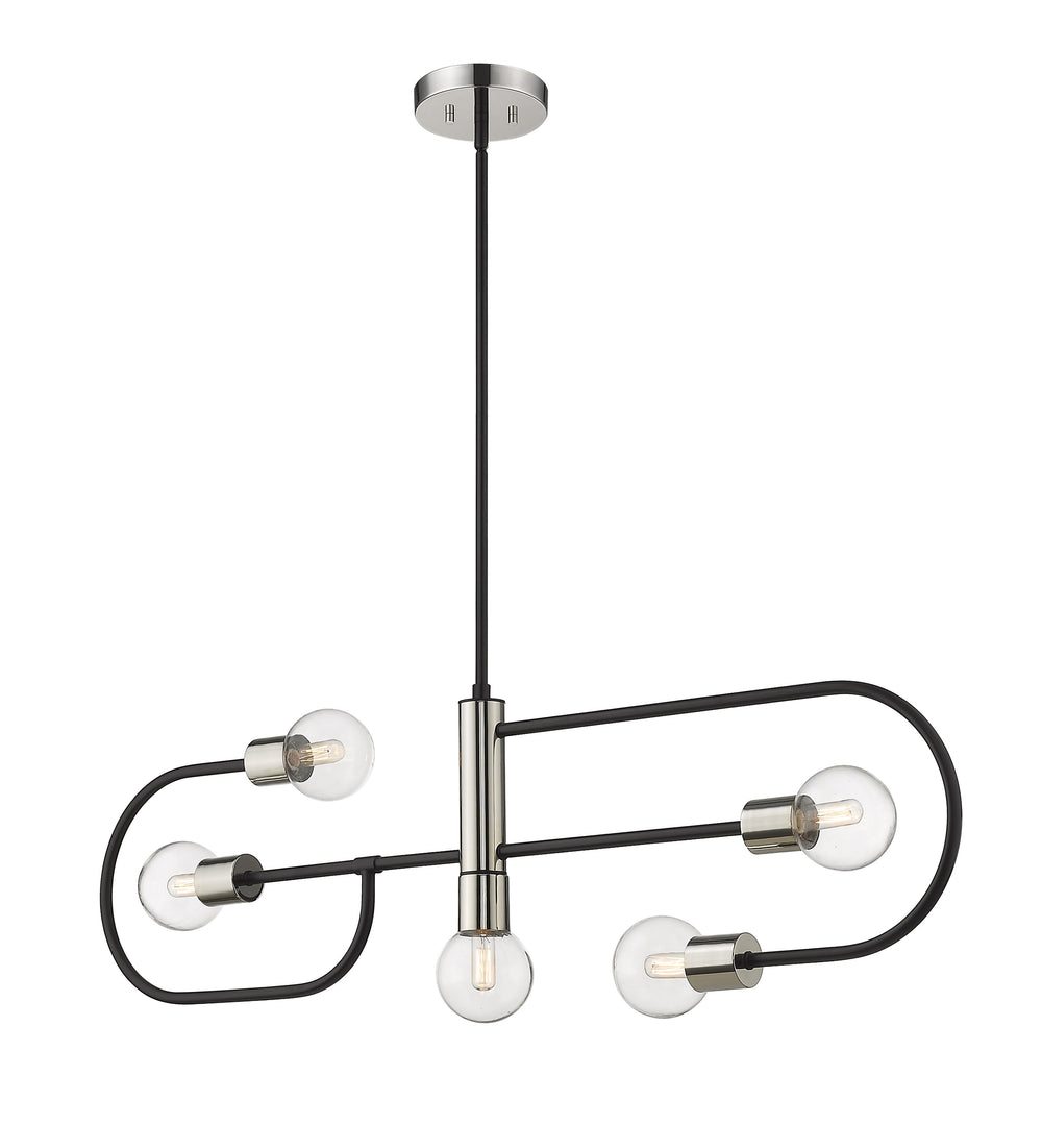 Neutra 5 Light Island/Billiard in Matte Black + Polished Nickel Finish