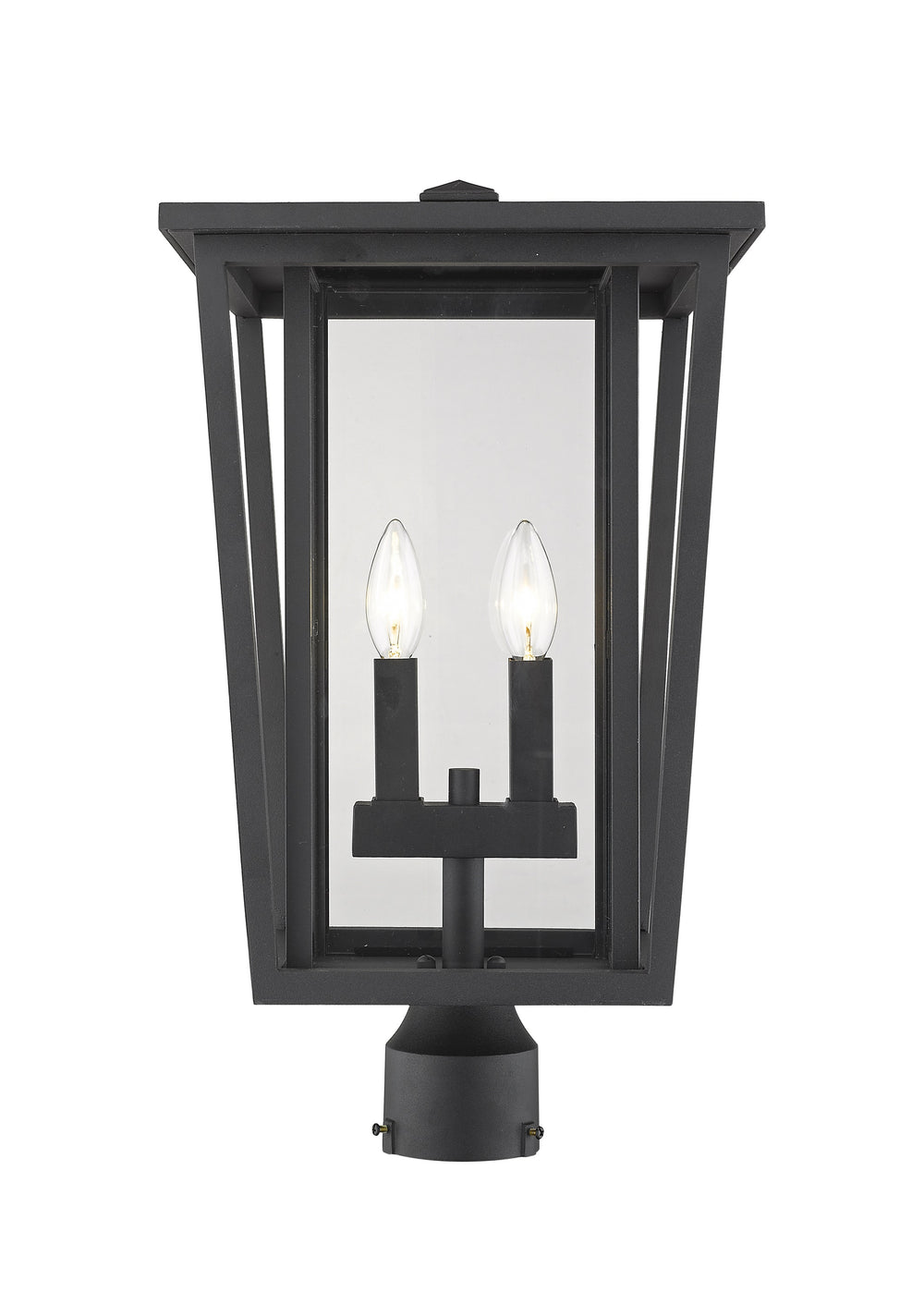 Seoul 2 Light Outdoor Post Mount Fixture in Black Finish