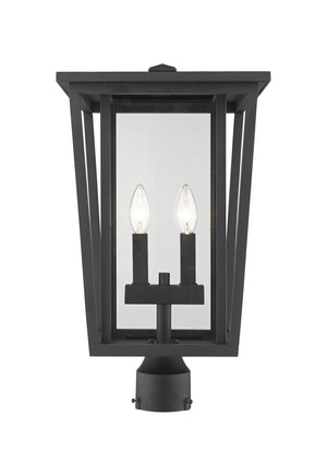 Seoul 2 Light Outdoor Post Mount Fixture in Black Finish