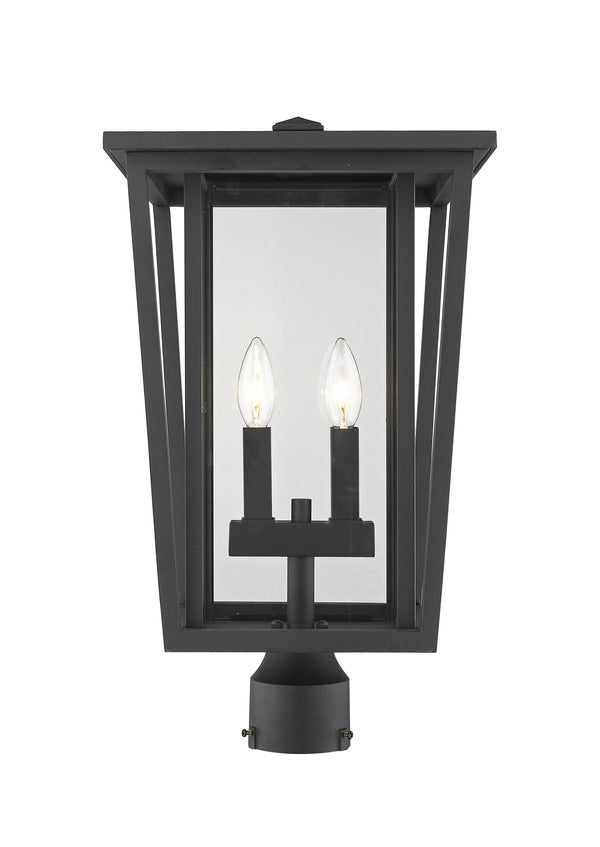 Seoul 2 Light Outdoor Post Mount Fixture in Black Finish