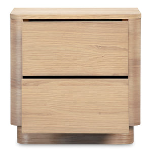 Round Off Tall Nightstand in Natural Oak