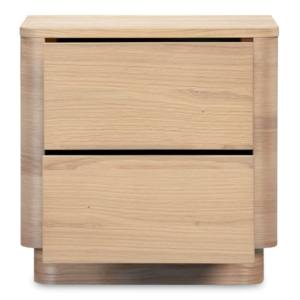 Round Off Tall Nightstand in Natural Oak