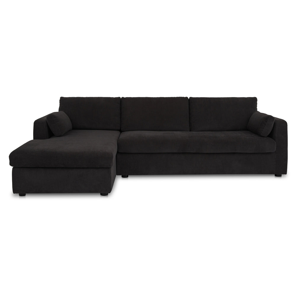 Moe's Burrow Sleeper Sectional with Storage Chaise Black
