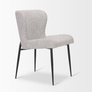 Hartt Dining Chair W/ Matte Black Metal Frame and Gray Fabric