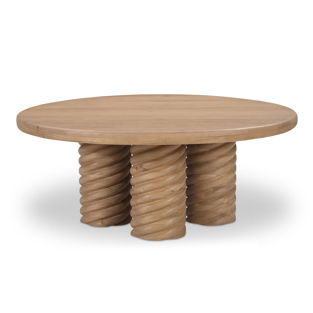 Treccia Round Coffee Table in Natural Oak
