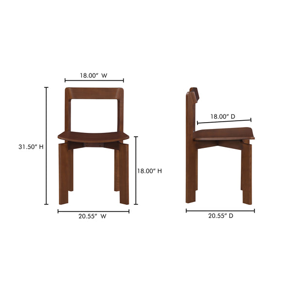 Moe's Daifuku Dining Chair Set of 2 in Brown