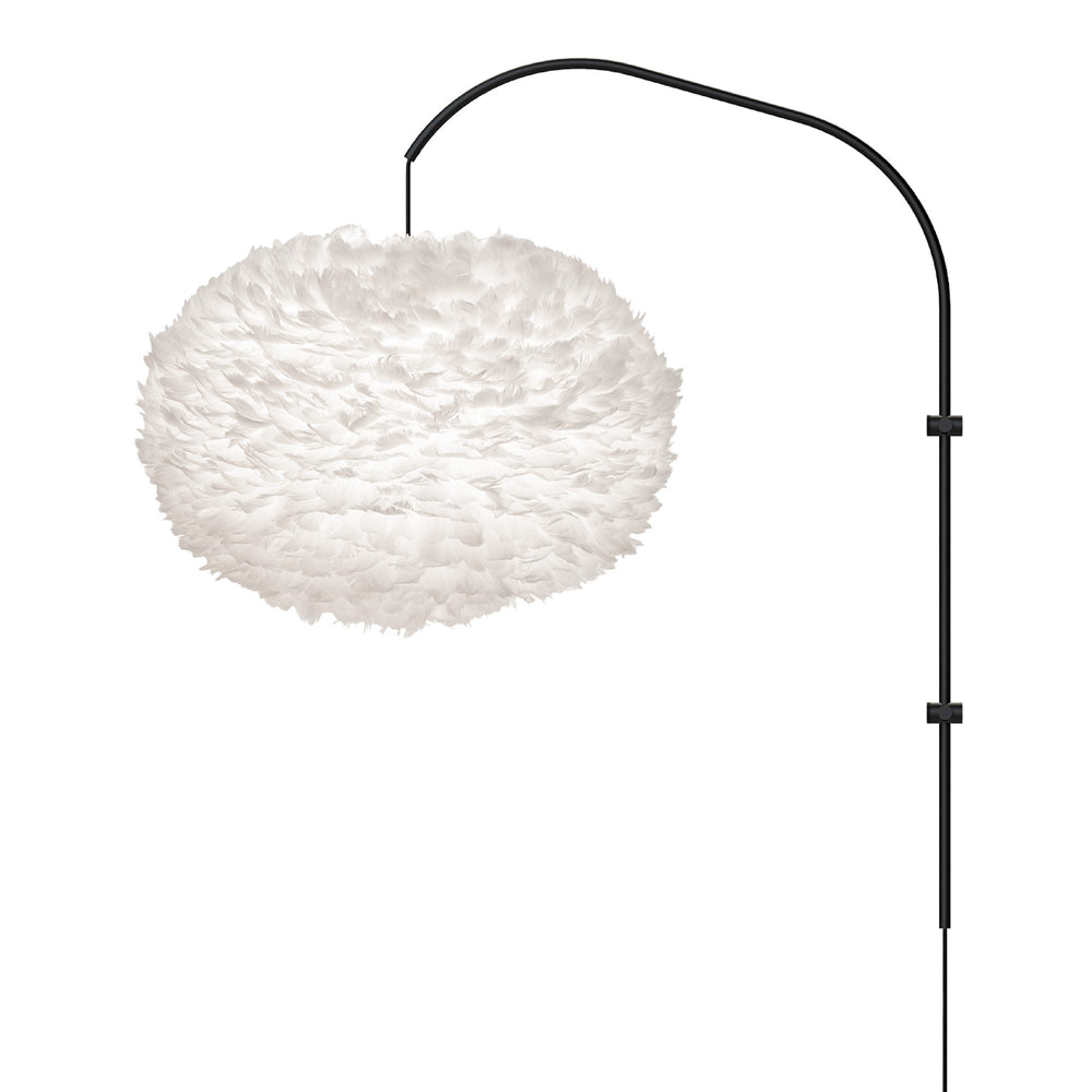 Eos XL 1-Light Wall Lamp in White with Black Wall Hanger