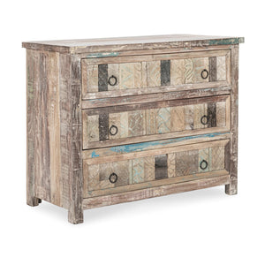 Baltim Reclaimed Wood 3Dwr Print Block Cabinet