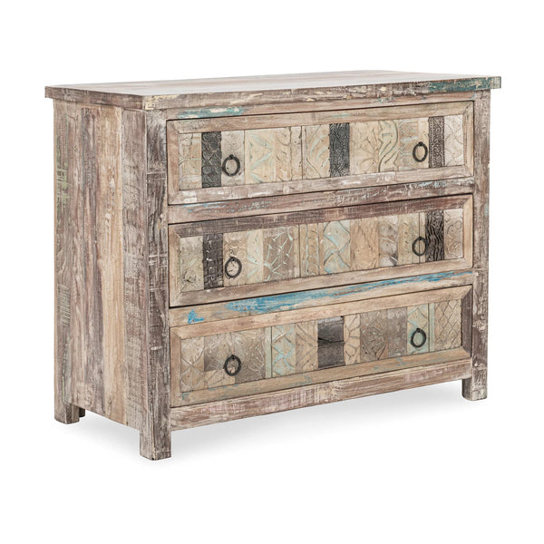 Baltim Reclaimed Wood 3Dwr Print Block Cabinet