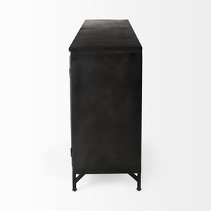 Poppy I 79x16 Black Metal With  Glass Door Sideboard