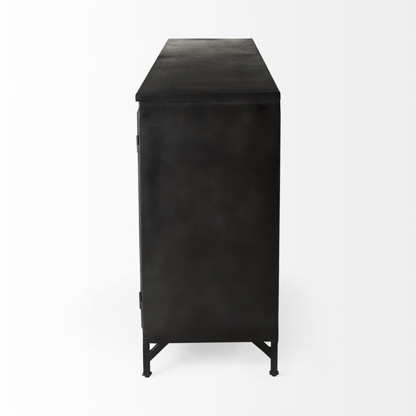 Poppy I 79x16 Black Metal With  Glass Door Sideboard