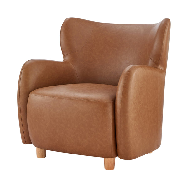 Tiffany KD Faux Leather Accent Arm Chair, Vintage Cider