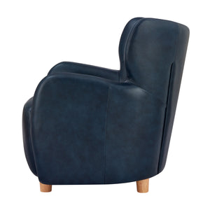 Tiffany KD Top Grain Leather Accent Arm Chair, Garrett Blue