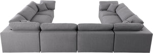 Carmen Cloud Modular Sectional In Grey Linen Fabric