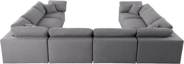 Carmen Cloud Modular Sectional In Grey Linen Fabric