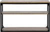 Novie Small Console in Matte Black Steel with Dark Walnut Finish