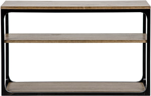 Novie Small Console in Matte Black Steel with Dark Walnut Finish