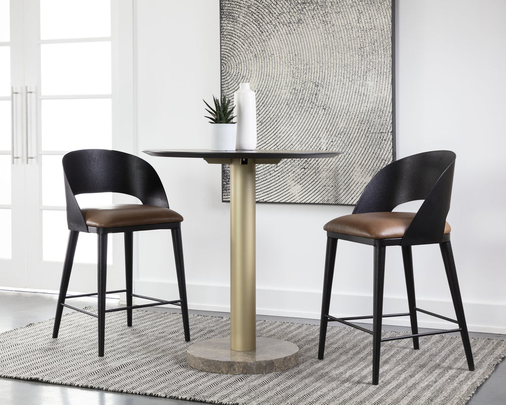 DEZIRAE COUNTER STOOL - BLACK - COGNAC LEATHER