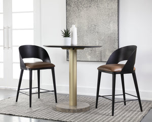DEZIRAE COUNTER STOOL - BLACK - COGNAC LEATHER