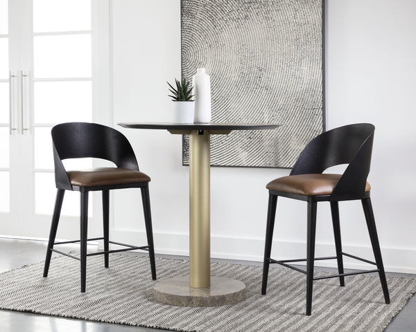 DEZIRAE COUNTER STOOL - BLACK - COGNAC LEATHER