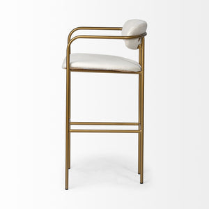 Parker 30" Seat Height Cream Fabric Seat Gold Metal Bar Stool