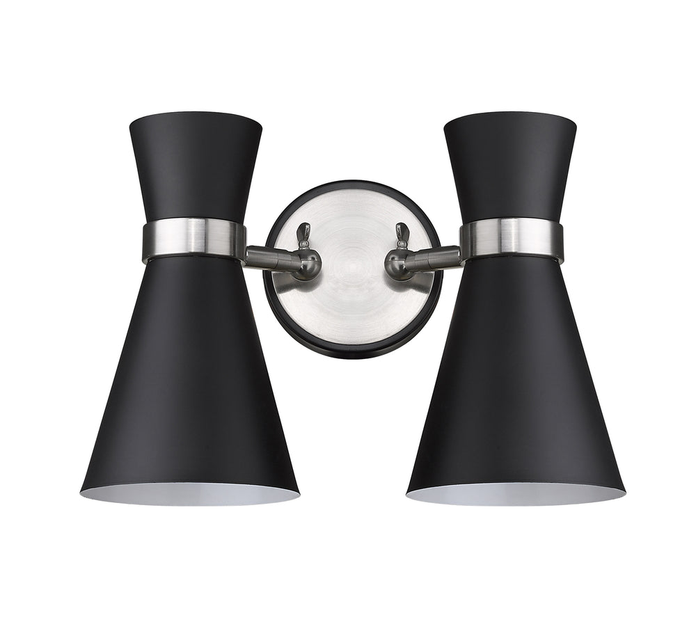 Soriano 2 Light Wall Sconce in Matte Black + Brushed Nickel Finish