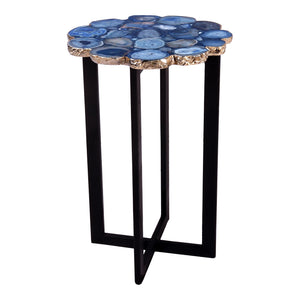 Moe's Azul Agate Accent Table with Gold Edges