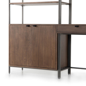 Trey Modular Wall Desk W/ 1 Bookcase - Auburn Poplar
