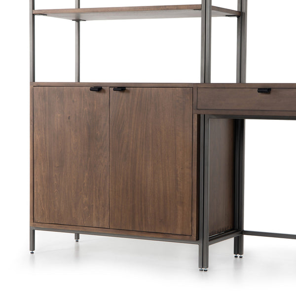 Trey Modular Wall Desk W/ 1 Bookcase - Auburn Poplar