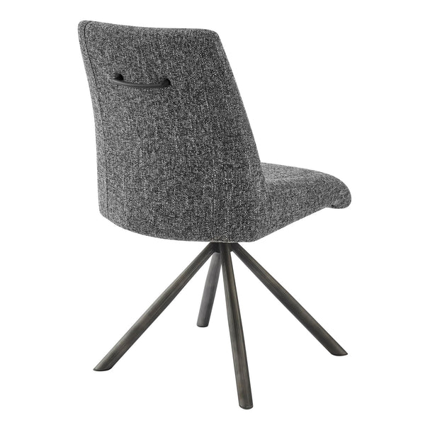 Viona Fabric Swivel Dining Side Chair In Blazer Dark Gray (Set of 2)