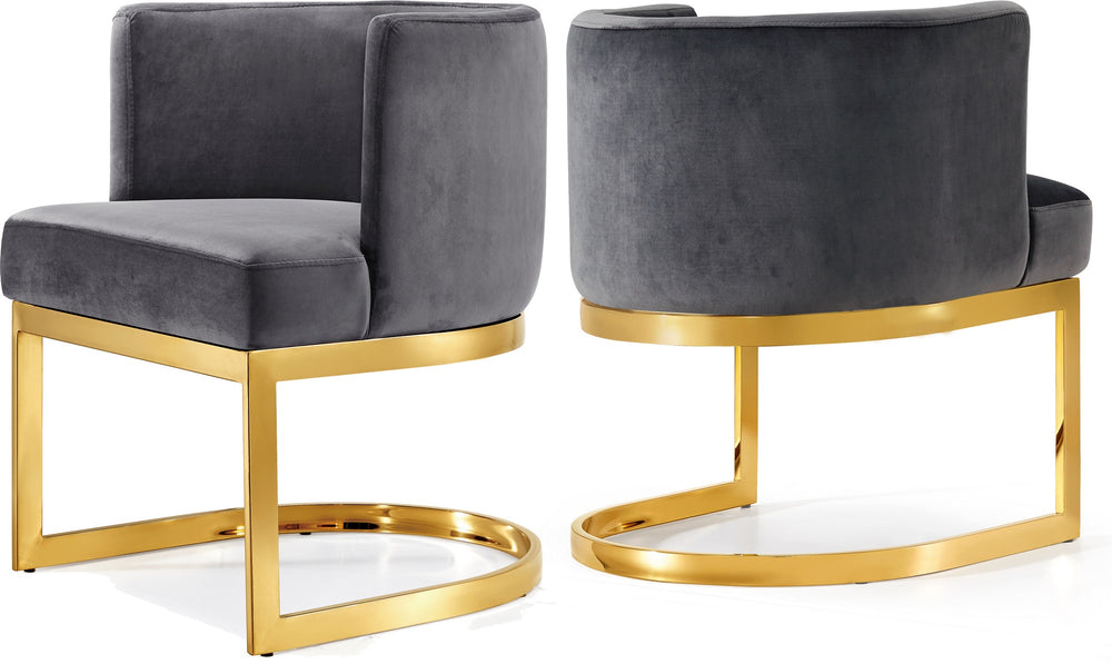 Donna Dining Chair In Grey Velvet and Gold