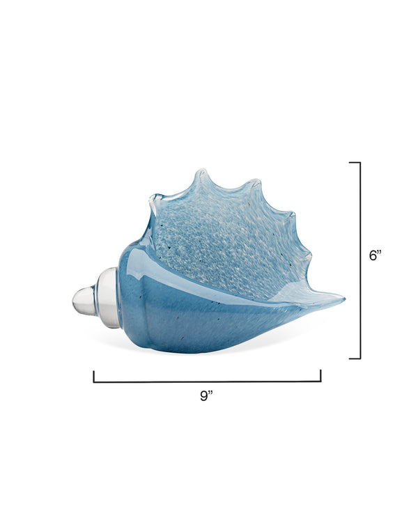 Triton Hand Blown Decorative Glass Shell, Blue