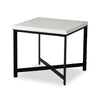 Hammered Iron End Table In White Marble