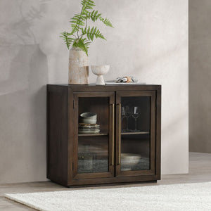 Bradley Solid Wood 2-Door Cabinet with Antique Brass Hardware