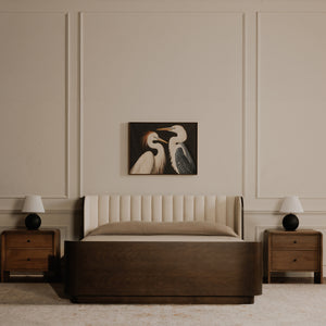 Moe's Scarlette Queen Bed in Cream Upholstery