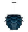 Aluvia Medium Hardwired Pendant in Petrol with Black Cord