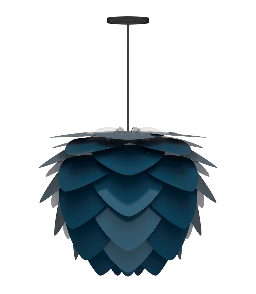 Aluvia Medium Hardwired Pendant in Petrol with Black Cord