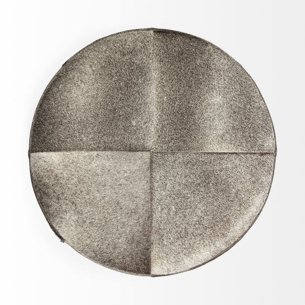 Zahavi I 23"H grey-toned hair-on-hide ottoman