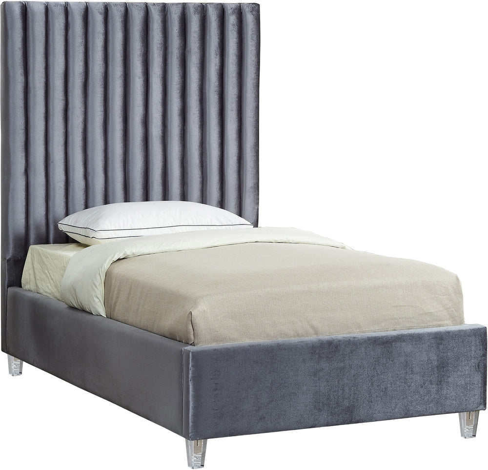 Fredrick Twin Bed In Grey Velvet