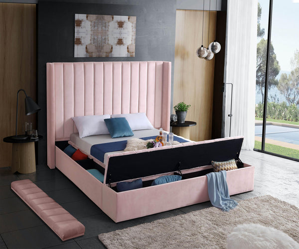 Joanne Full Bed In Pink Velvet