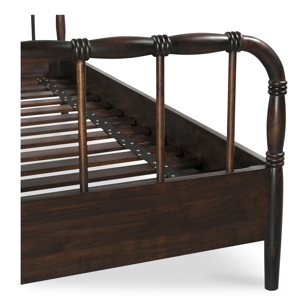 Vivian Queen Bed Dark Brown with Turned Detailing