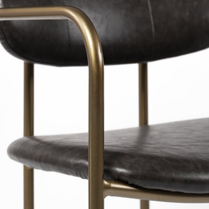 Parker Brown Faux Leather Seat Gold Metal Bar Stool