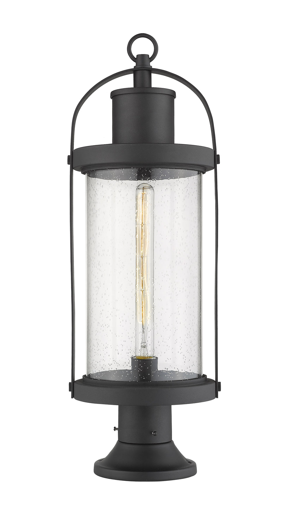 Roundhouse 1 Light Outdoor Pier Mounted Fixture in Black Finish