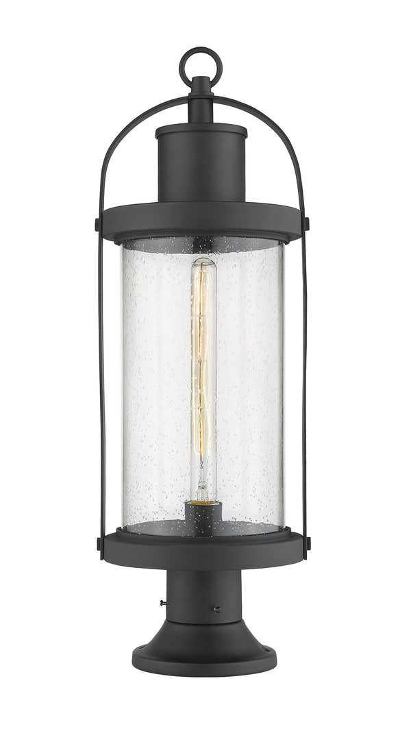 Roundhouse 1 Light Outdoor Pier Mounted Fixture in Black Finish