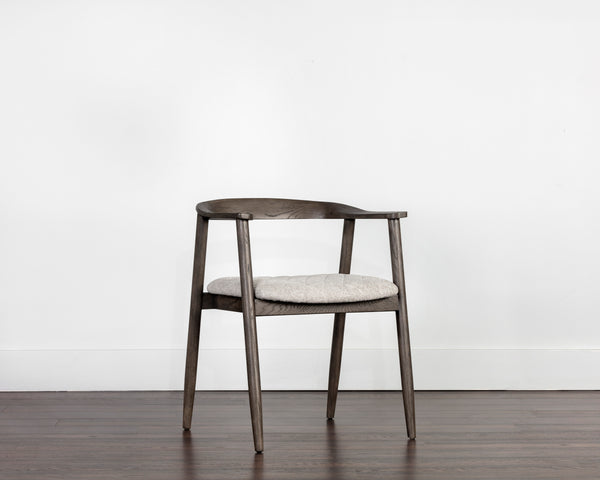 JEREMY DINING ARMCHAIR - DARK BROWN - BELFAST HEATHER GREY