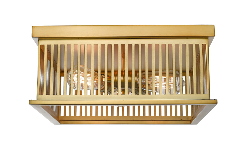 Camellia 3 Light Flush Mount in Brass Finish