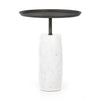 Cronos End Table In Polished White Marble