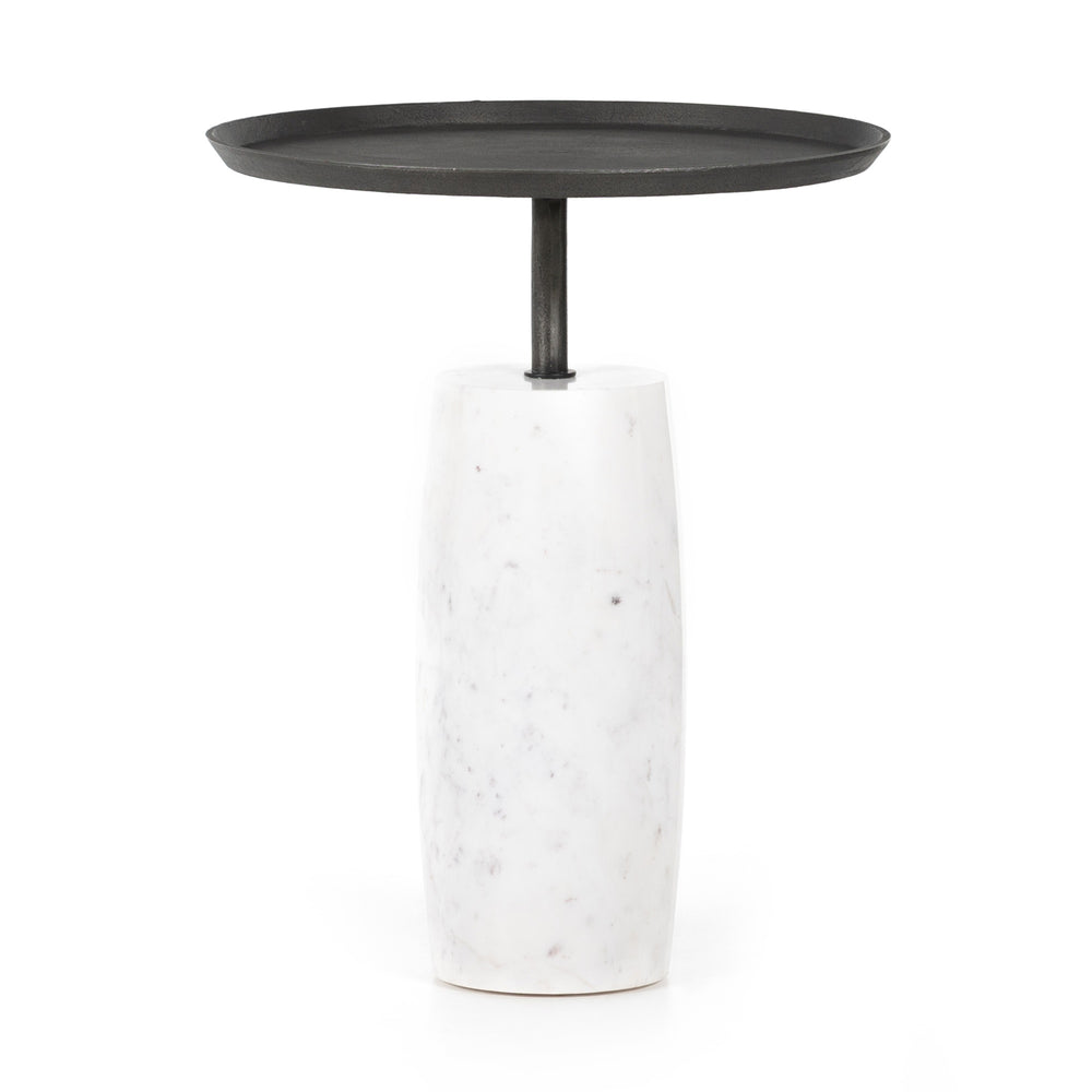 Cronos End Table In Polished White Marble